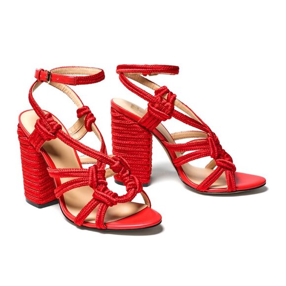 CAbi Tiptoe Hibiscus Red Knotted Rope Ankle Strap Sandals Size 7 - Picture 4 of 16